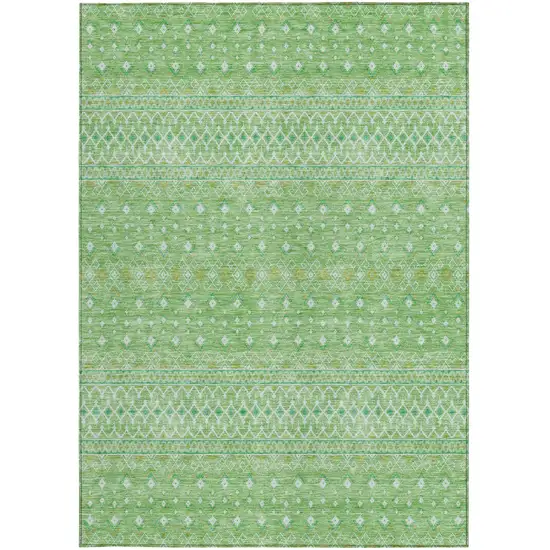 Green And Mint Green Tribal Washable Indoor Outdoor Area Rug Photo 5