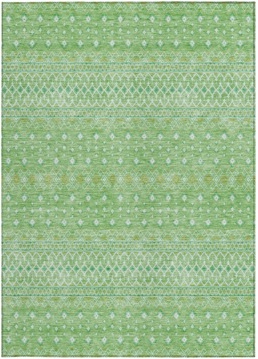 Green And Mint Green Tribal Washable Indoor Outdoor Area Rug Photo 5