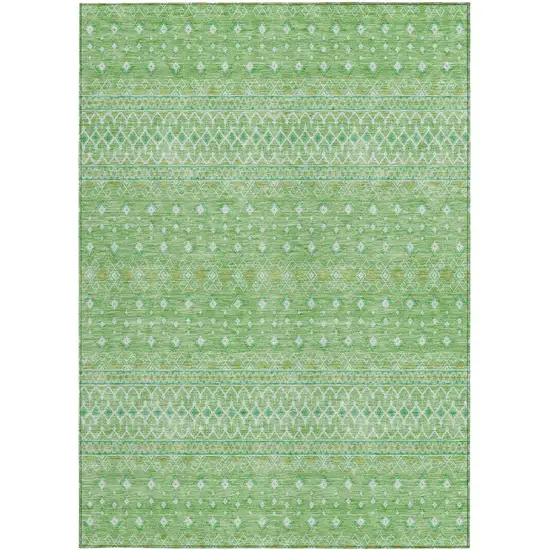 Green And Mint Green Tribal Washable Indoor Outdoor Area Rug Photo 5