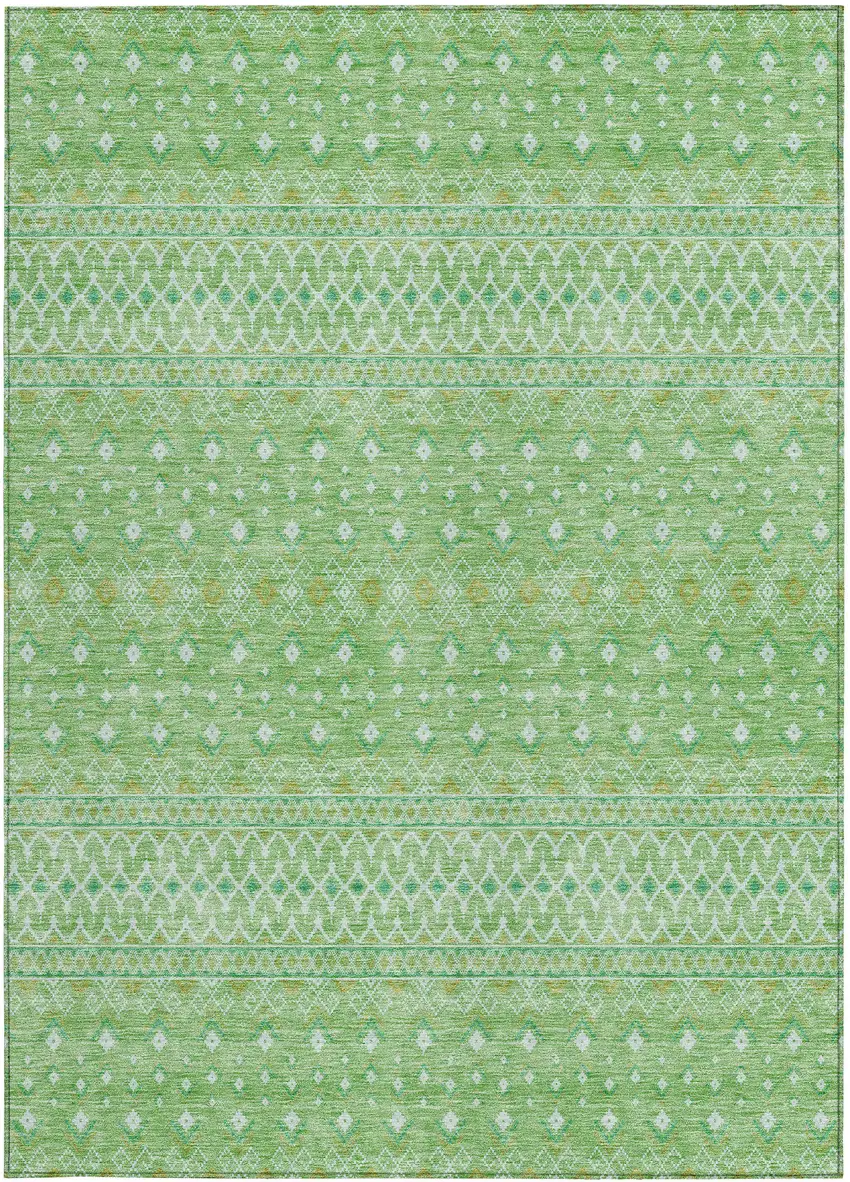Green And Mint Green Tribal Washable Indoor Outdoor Area Rug Photo 5