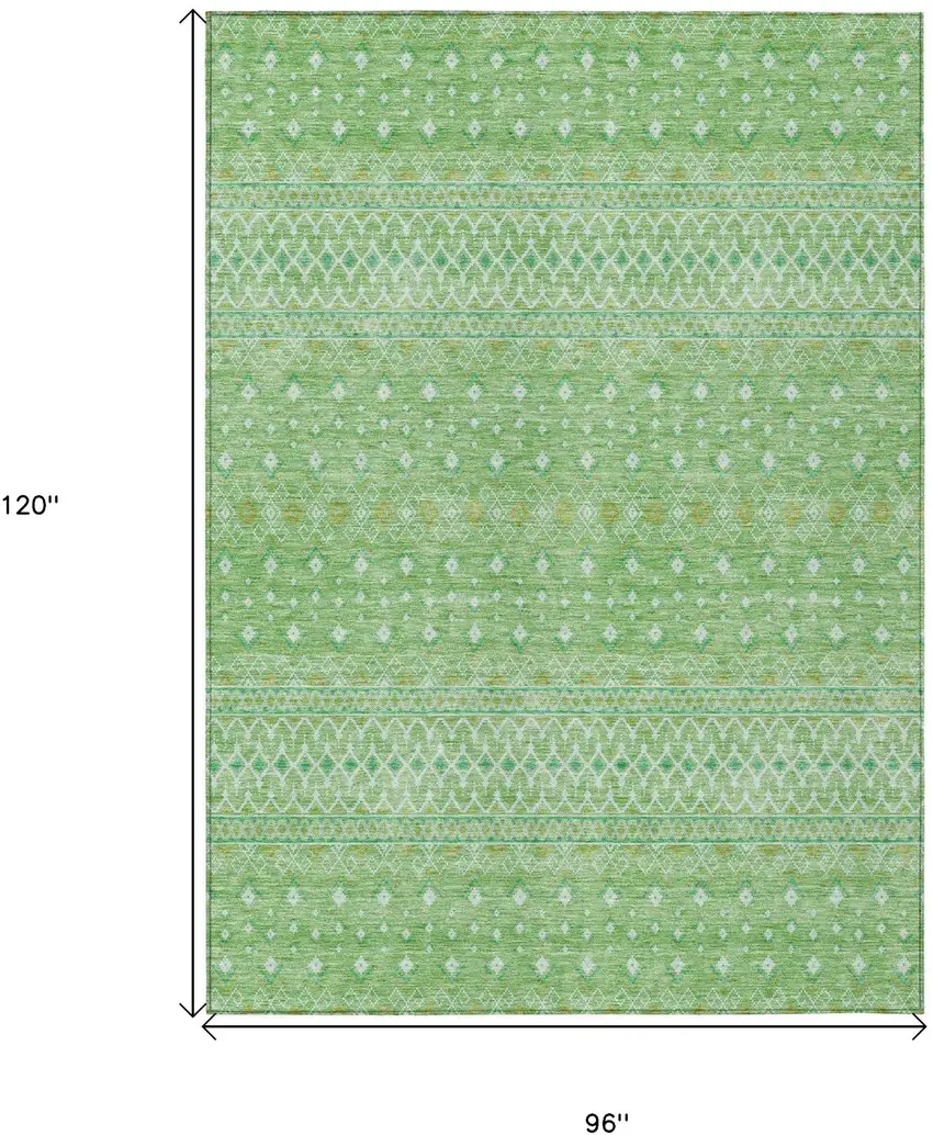 Green And Mint Green Tribal Washable Indoor Outdoor Area Rug Photo 3