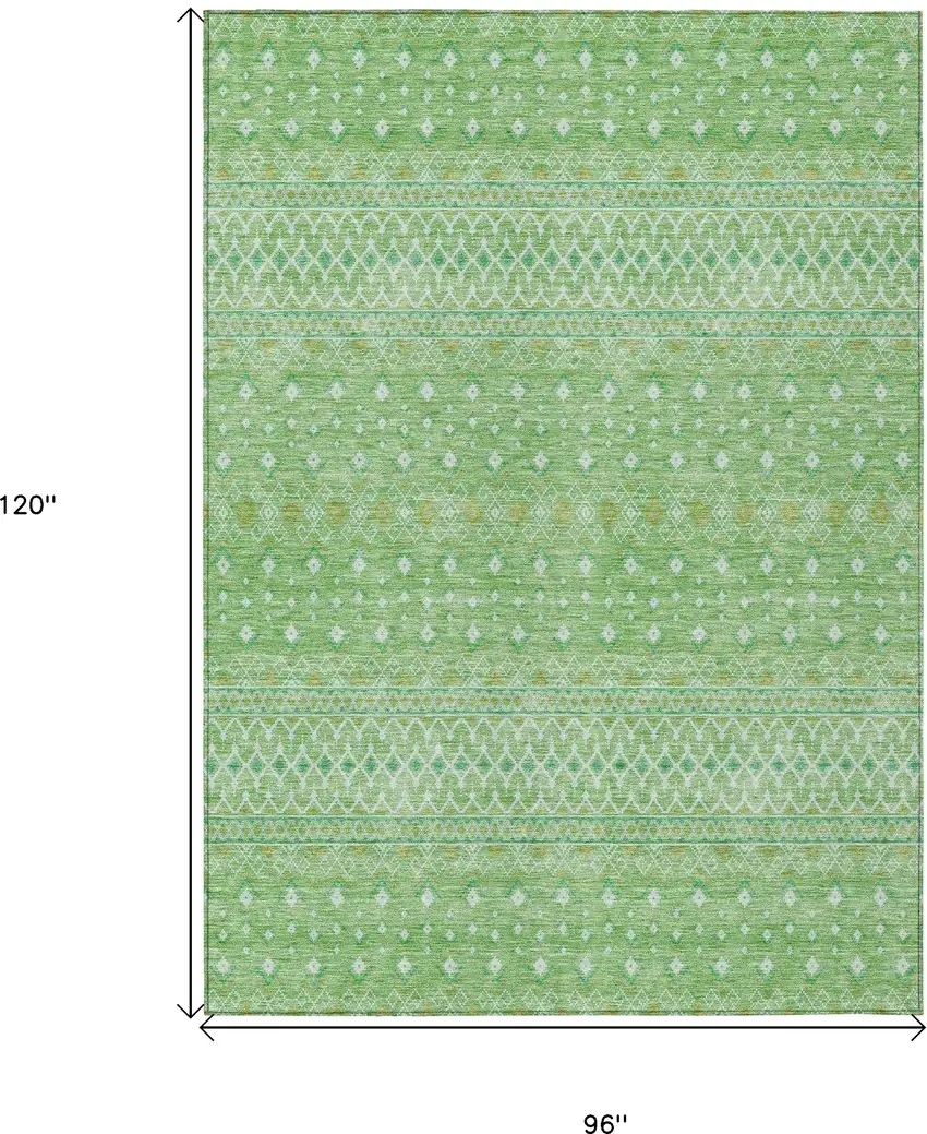 Green And Mint Green Tribal Washable Indoor Outdoor Area Rug Photo 3