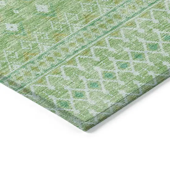Green And Mint Green Tribal Washable Indoor Outdoor Area Rug Photo 2