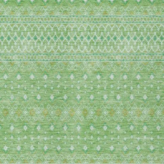 Green And Mint Green Tribal Washable Indoor Outdoor Area Rug Photo 4