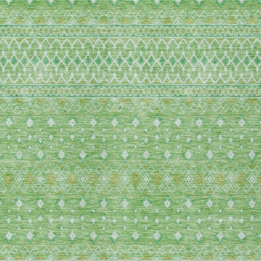 Green And Mint Green Tribal Washable Indoor Outdoor Area Rug Photo 4