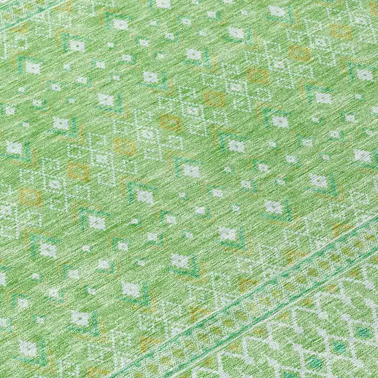 Green And Mint Green Tribal Washable Indoor Outdoor Area Rug Photo 3