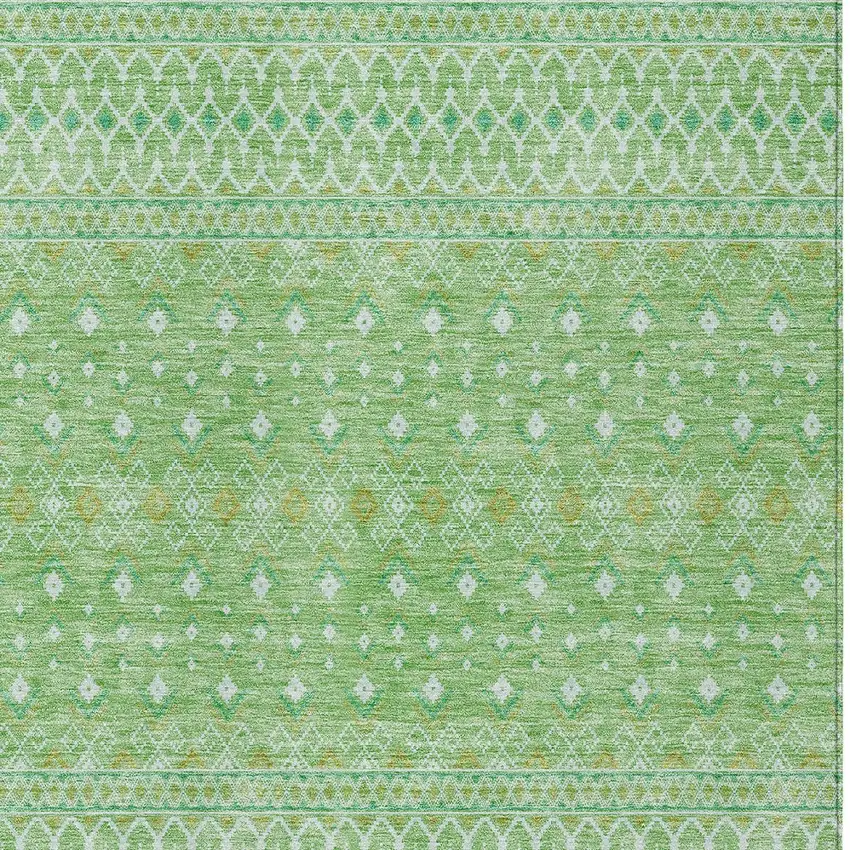 Green And Mint Green Tribal Washable Indoor Outdoor Area Rug Photo 4