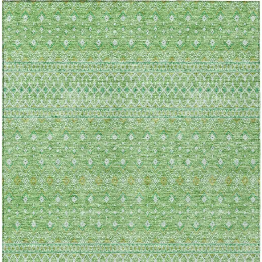 Green And Mint Green Tribal Washable Indoor Outdoor Area Rug Photo 5