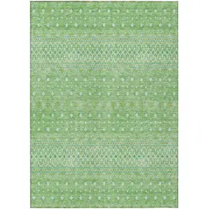 Photo of Green And Mint Green Tribal Washable Indoor Outdoor Area Rug