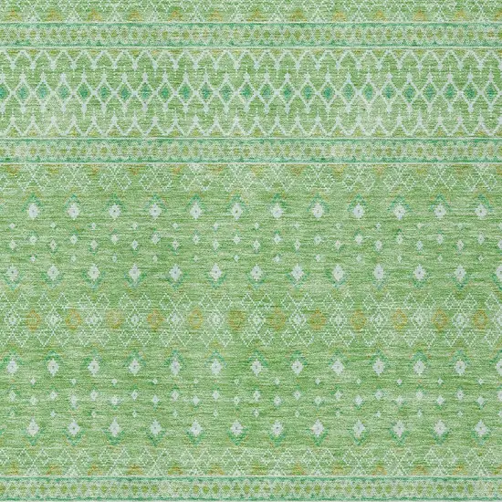 Green And Mint Green Tribal Washable Indoor Outdoor Area Rug Photo 4