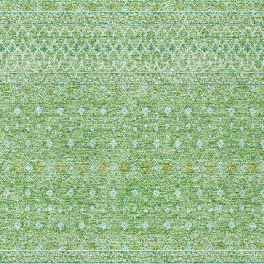Green And Mint Green Tribal Washable Indoor Outdoor Area Rug Photo 4