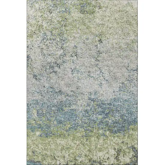 Green And Navy Blue Abstract Washable Indoor Outdoor Area Rug Photo 4