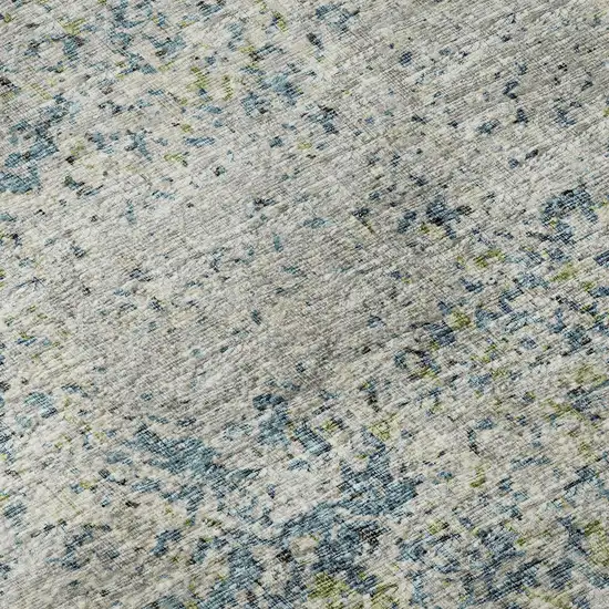 Green And Navy Blue Abstract Washable Indoor Outdoor Area Rug Photo 9