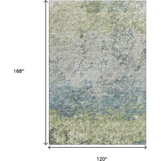 Green And Navy Blue Abstract Washable Indoor Outdoor Area Rug Photo 3