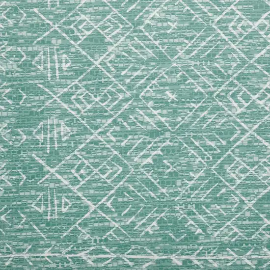 Green And Off White Abstract Geometric Distressed Washable Area Rug Photo 3