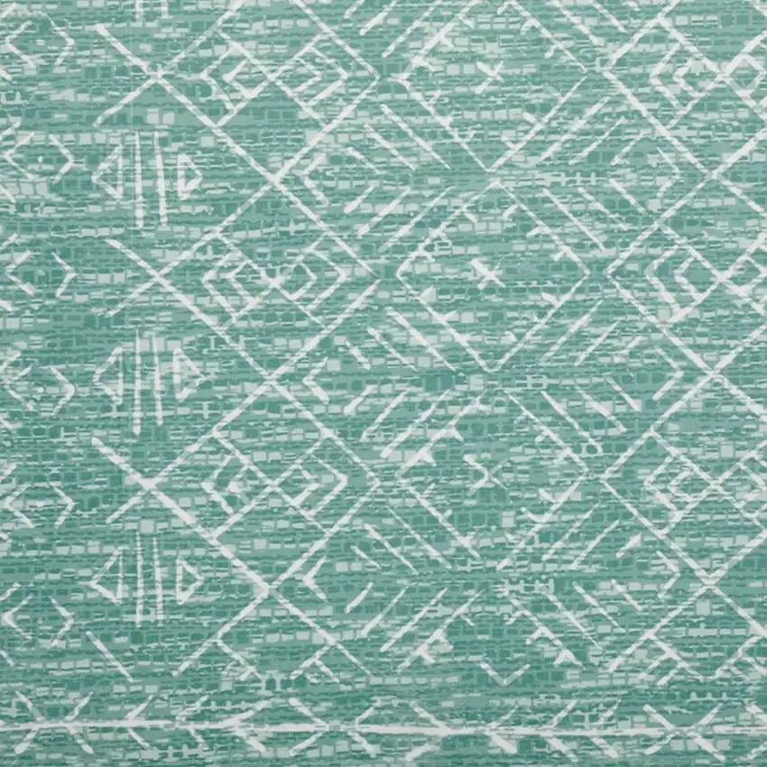 Green And Off White Abstract Geometric Distressed Washable Area Rug Photo 3
