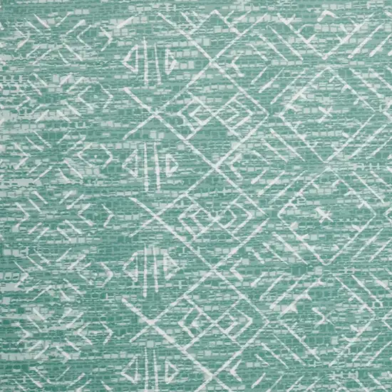 Green And Off White Abstract Geometric Distressed Washable Area Rug Photo 3