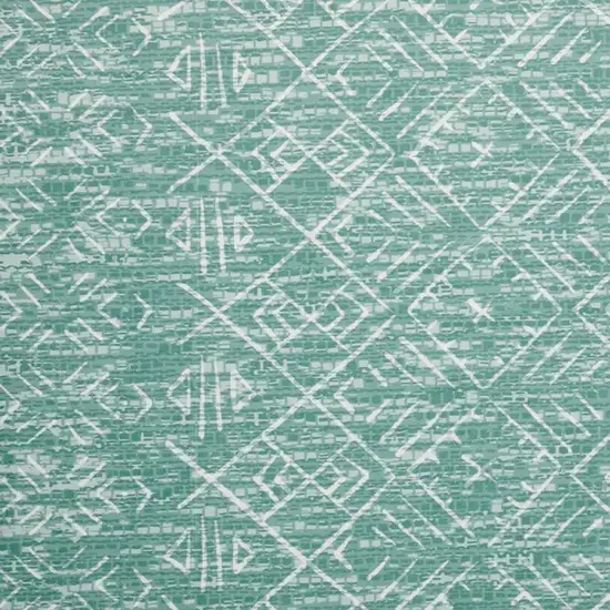 Green And Off White Abstract Geometric Distressed Washable Area Rug Photo 3