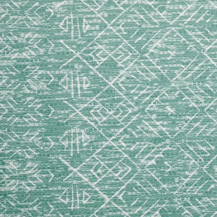 Green And Off White Abstract Geometric Distressed Washable Area Rug Photo 3