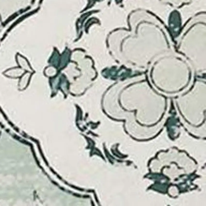 Green And Off White Patchwork Distressed Washable Area Rug Photo 8