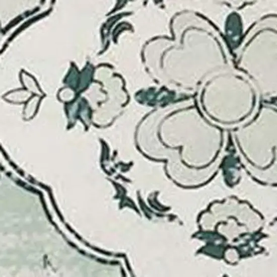 Green And Off White Patchwork Distressed Washable Area Rug Photo 3