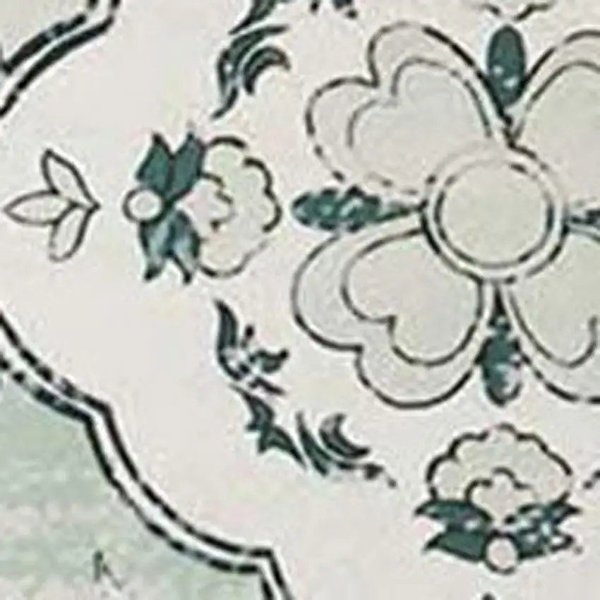 Green And Off White Patchwork Distressed Washable Area Rug Photo 3