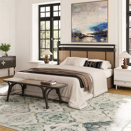 Green And Off White Patchwork Distressed Washable Area Rug Photo 6