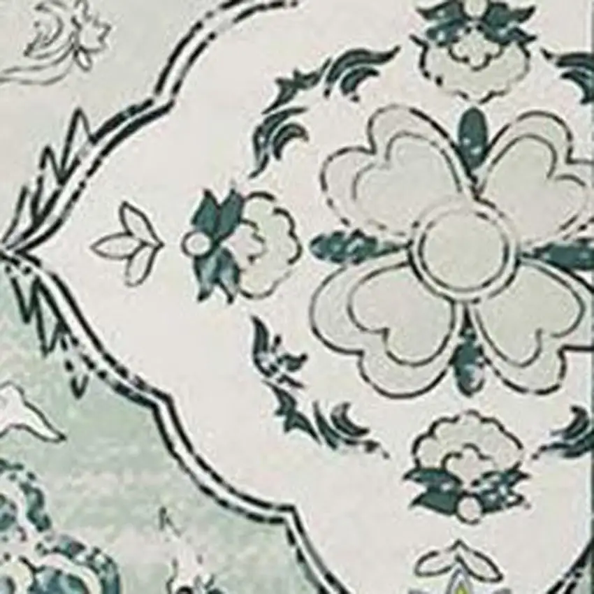 Green And Off White Patchwork Distressed Washable Area Rug Photo 9