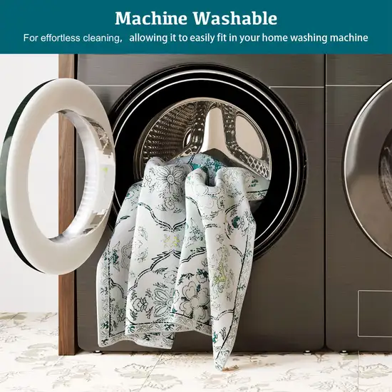 Green And Off White Patchwork Distressed Washable Area Rug Photo 5