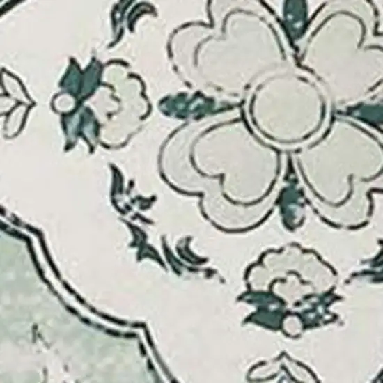 Green And Off White Patchwork Distressed Washable Area Rug Photo 3