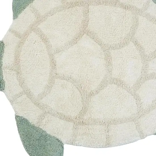 Green And Off White Sea Turtle Washable Area Rug Photo 3