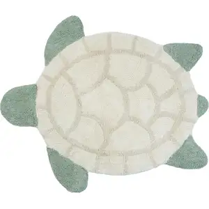 Photo of Green And Off White Sea Turtle Washable Area Rug