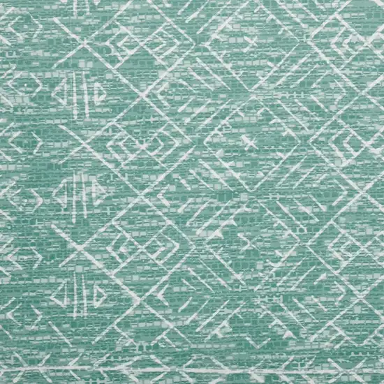 Green And Off White Tribal Distressed Area Rug Photo 4