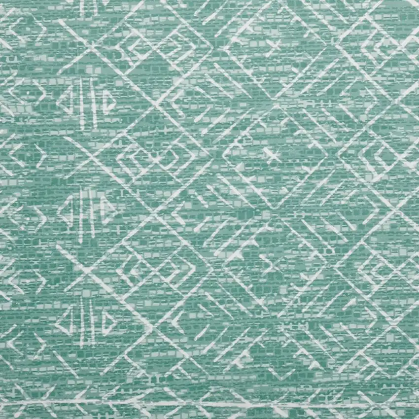 Green And Off White Tribal Distressed Area Rug Photo 4