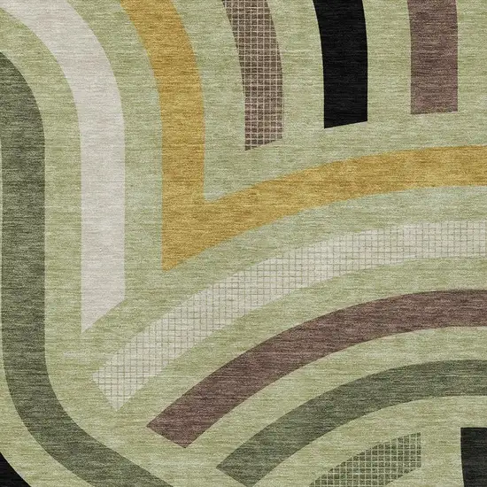 Green And Olive Green Abstract Washable Indoor Outdoor Area Rug Photo 2