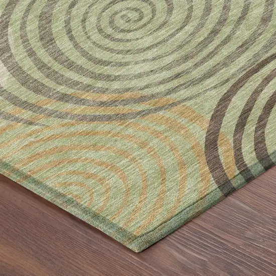 Green And Olive Green Geometric Washable Indoor Outdoor Area Rug Photo 8