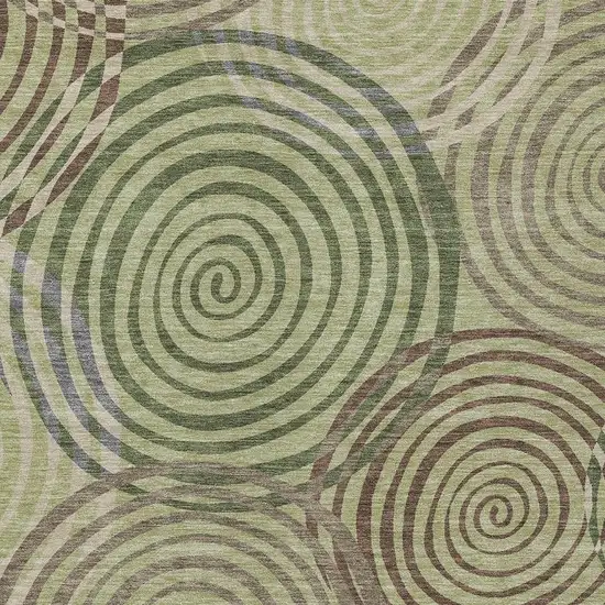 Green And Olive Green Geometric Washable Indoor Outdoor Area Rug Photo 2