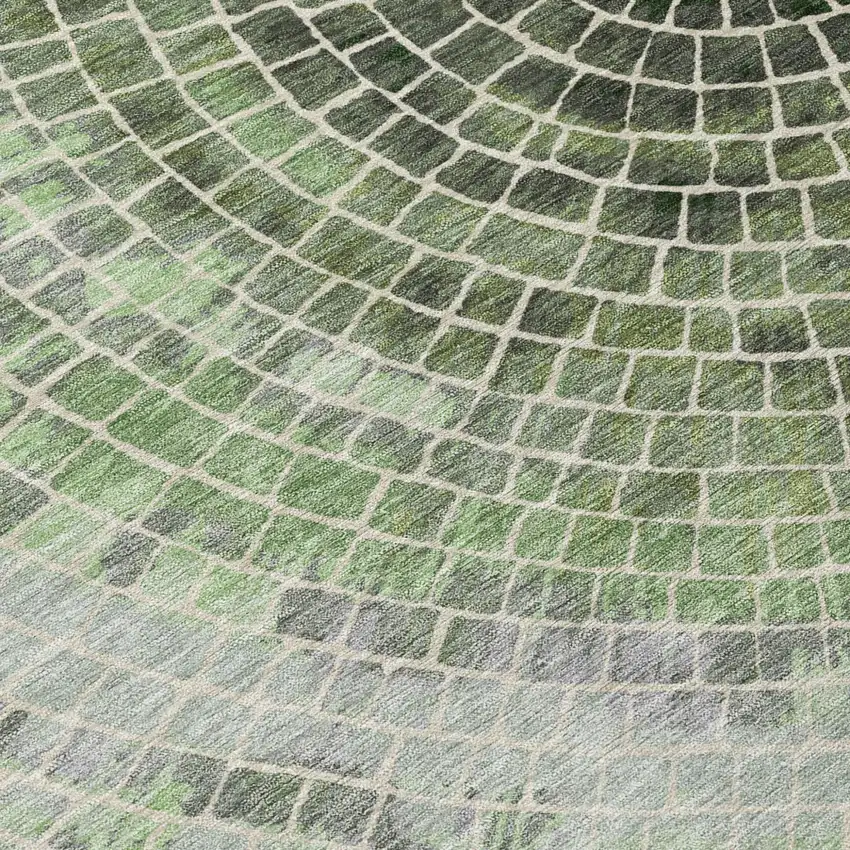 Green And Olive Green Geometric Washable Indoor Outdoor Area Rug Photo 6