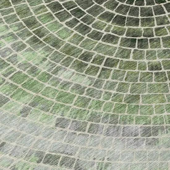 Green And Olive Green Geometric Washable Indoor Outdoor Area Rug Photo 6