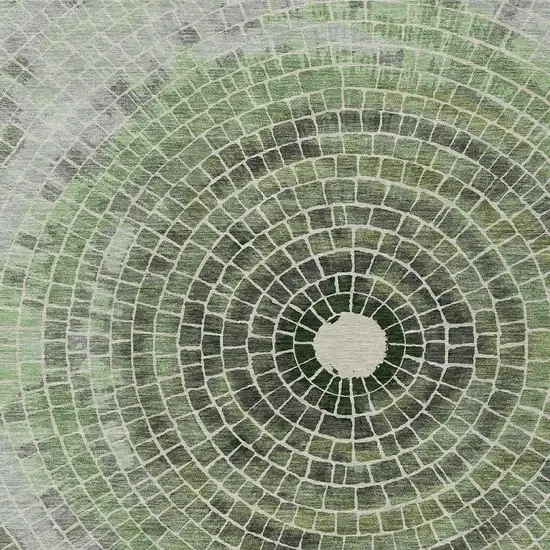 Green And Olive Green Geometric Washable Indoor Outdoor Area Rug Photo 3