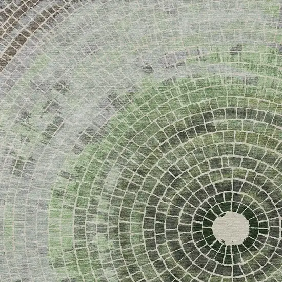 Green And Olive Green Geometric Washable Indoor Outdoor Area Rug Photo 3