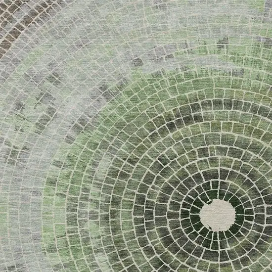 Green And Olive Green Geometric Washable Indoor Outdoor Area Rug Photo 3