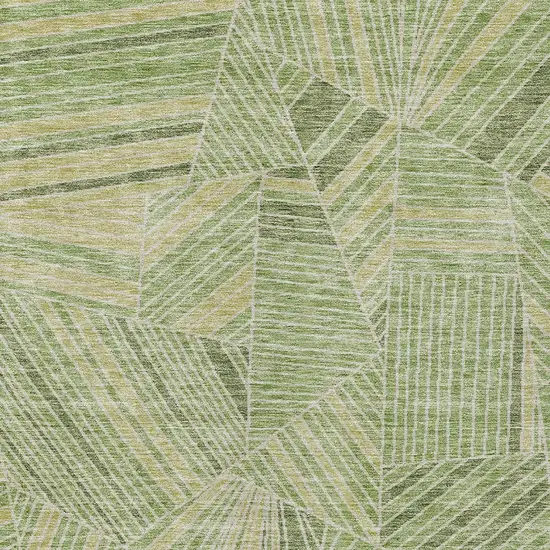 Green And Olive Green Geometric Washable Indoor Outdoor Area Rug Photo 7