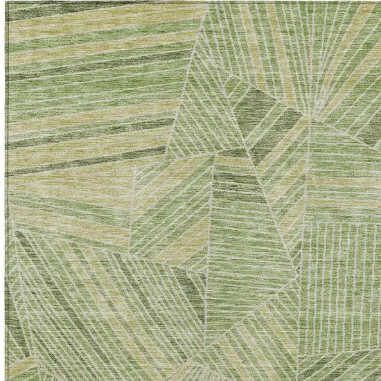 Green And Olive Green Geometric Washable Indoor Outdoor Area Rug Photo 7