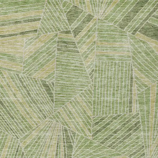 Green And Olive Green Geometric Washable Indoor Outdoor Area Rug Photo 7