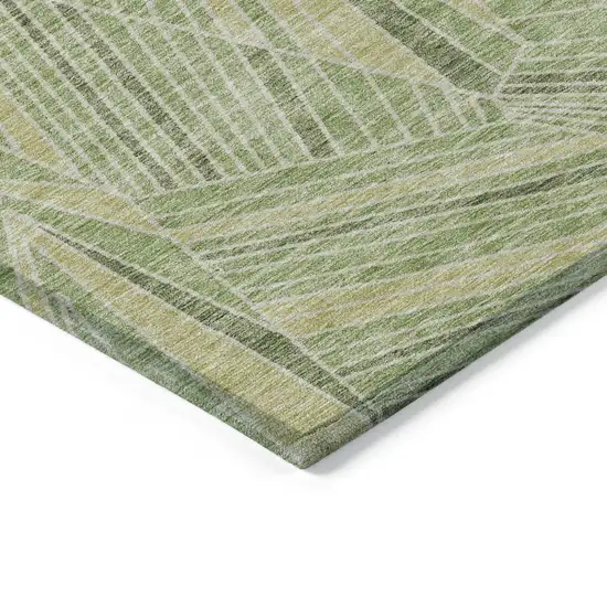 Green And Olive Green Geometric Washable Indoor Outdoor Area Rug Photo 5