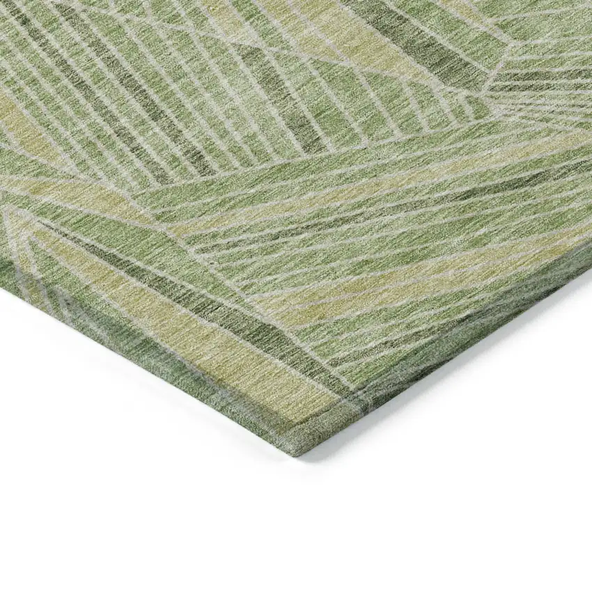 Green And Olive Green Geometric Washable Indoor Outdoor Area Rug Photo 5