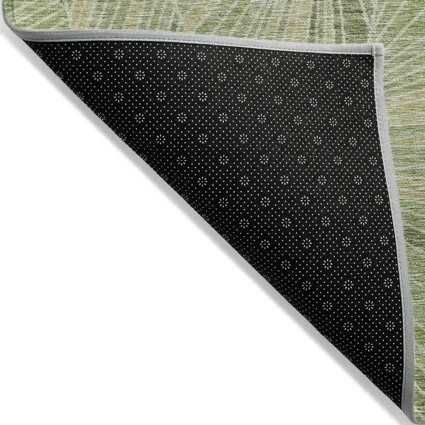 Green And Olive Green Geometric Washable Indoor Outdoor Area Rug Photo 4