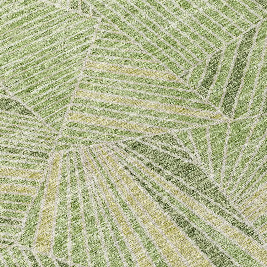 Green And Olive Green Geometric Washable Indoor Outdoor Area Rug Photo 6