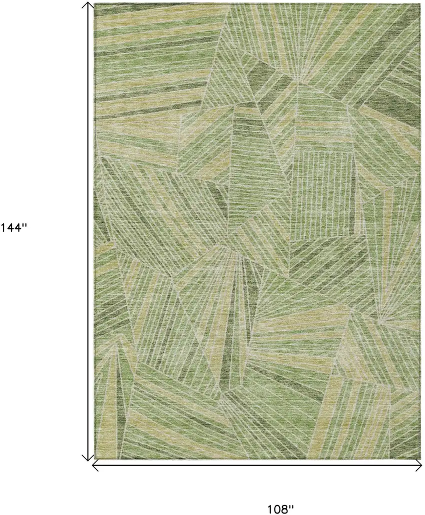 Green And Olive Green Geometric Washable Indoor Outdoor Area Rug Photo 3